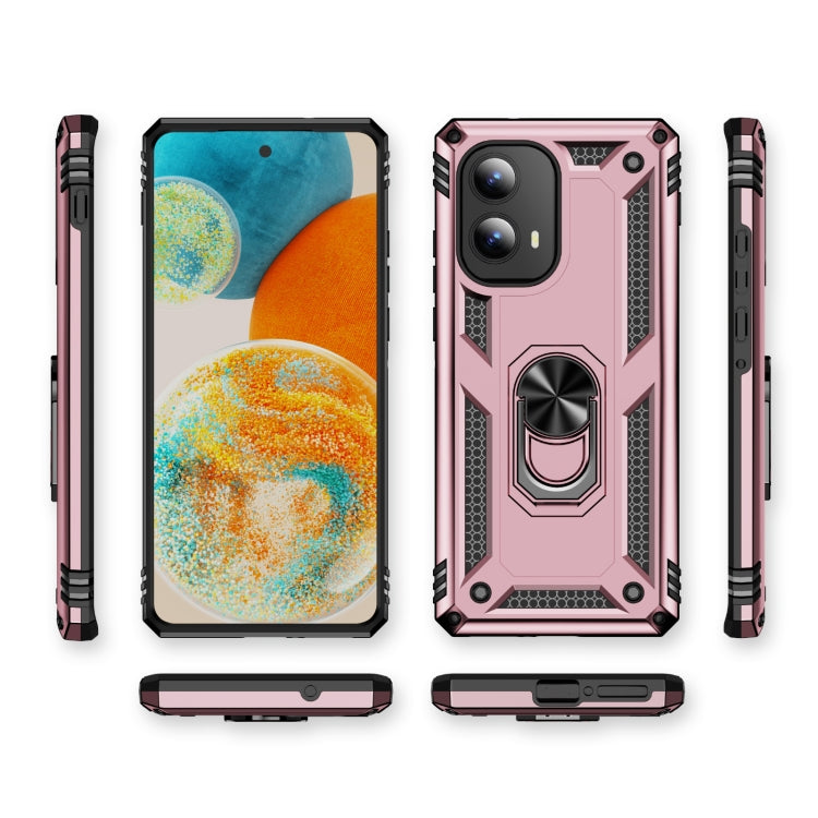 For Motorola Edge 2024 Shockproof TPU + PC Phone Case with Holder(Rose Gold)