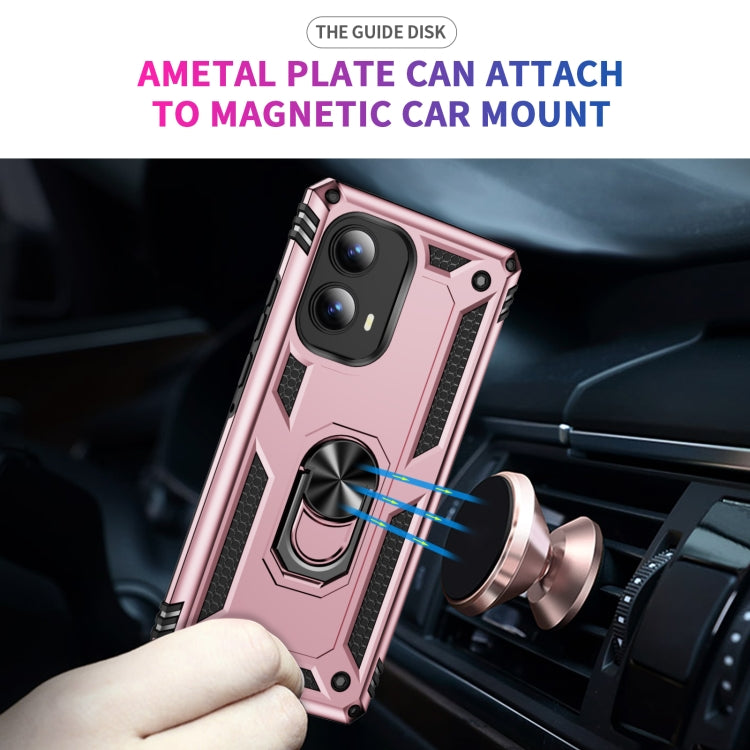 For Motorola Edge 2024 Shockproof TPU + PC Phone Case with Holder(Rose Gold)