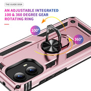 For Motorola Edge 2024 Shockproof TPU + PC Phone Case with Holder(Rose Gold)