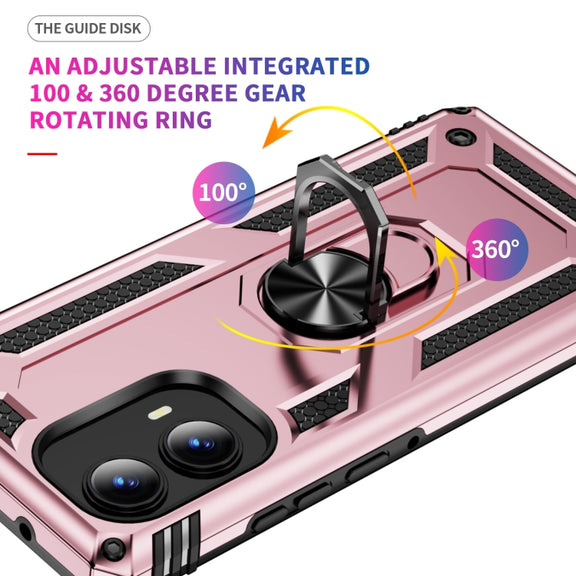For Motorola Edge 2024 Shockproof TPU + PC Phone Case with Holder(Rose Gold)