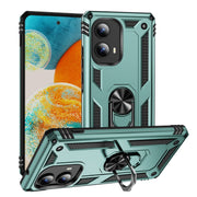 For Motorola Edge 2024 Shockproof TPU + PC Phone Case with Holder(Dark Green)