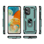For Motorola Edge 2024 Shockproof TPU + PC Phone Case with Holder(Dark Green)