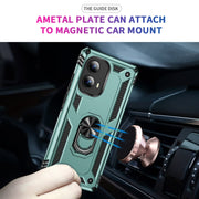 For Motorola Edge 2024 Shockproof TPU + PC Phone Case with Holder(Dark Green)
