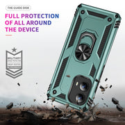 For Motorola Edge 2024 Shockproof TPU + PC Phone Case with Holder(Dark Green)