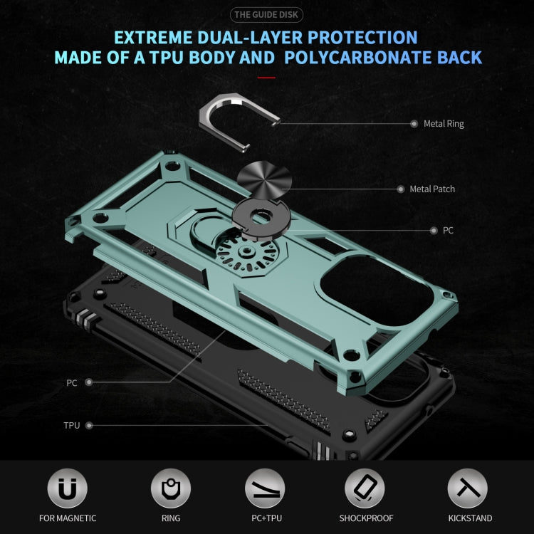 For Motorola Edge 2024 Shockproof TPU + PC Phone Case with Holder(Dark Green)