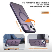 For iPhone 15 Plus Metal Invisible Camera Holder MagSafe Magnetic Phone Case(Purple)
