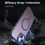 For iPhone 15 Plus Metal Invisible Camera Holder MagSafe Magnetic Phone Case(Purple)