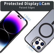 For iPhone 14 Pro Metal Invisible Camera Holder MagSafe Magnetic Phone Case(Black)