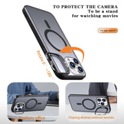 For iPhone 14 Pro Metal Invisible Camera Holder MagSafe Magnetic Phone Case(Black)