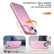 For iPhone 14 Plus Metal Invisible Camera Holder MagSafe Magnetic Phone Case(Pink)