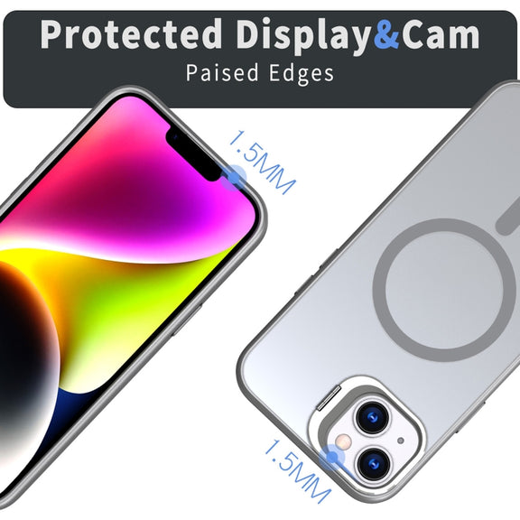 For iPhone 14 Metal Invisible Camera Holder MagSafe Magnetic Phone Case(Grey)