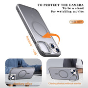 For iPhone 14 Metal Invisible Camera Holder MagSafe Magnetic Phone Case(Grey)