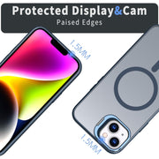 For iPhone 13 Metal Invisible Camera Holder MagSafe Magnetic Phone Case(Blue)