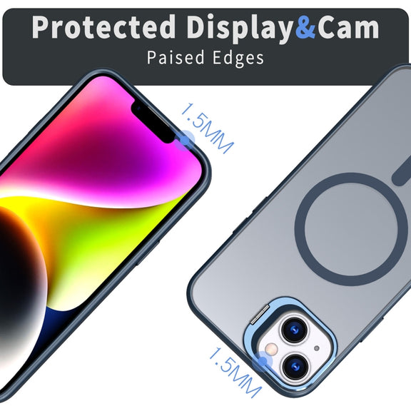 For iPhone 13 Metal Invisible Camera Holder MagSafe Magnetic Phone Case(Blue)