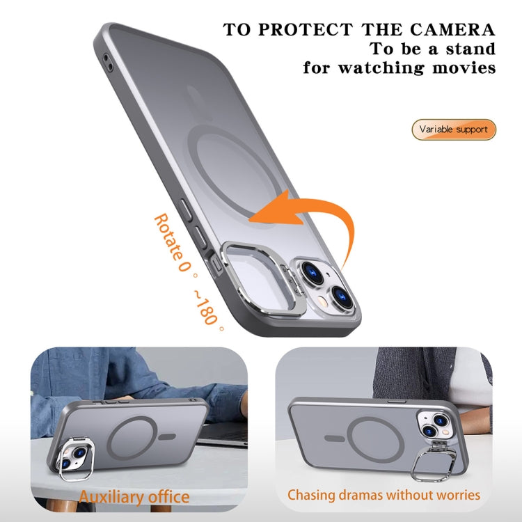 For iPhone 12 Metal Invisible Camera Holder MagSafe Magnetic Phone Case(Grey)