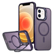 For iPhone 12 Metal Invisible Camera Holder MagSafe Magnetic Phone Case(Purple) - iPhone 12 / 12 Pro Cases by PMC TechLife | Online Shopping South Africa | PMC TechLife
