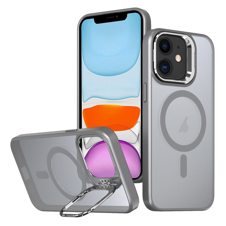 For iPhone 11 Metal Invisible Camera Holder MagSafe Magnetic Phone Case(Grey)