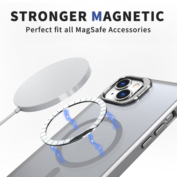 For iPhone 11 Metal Invisible Camera Holder MagSafe Magnetic Phone Case(Grey)