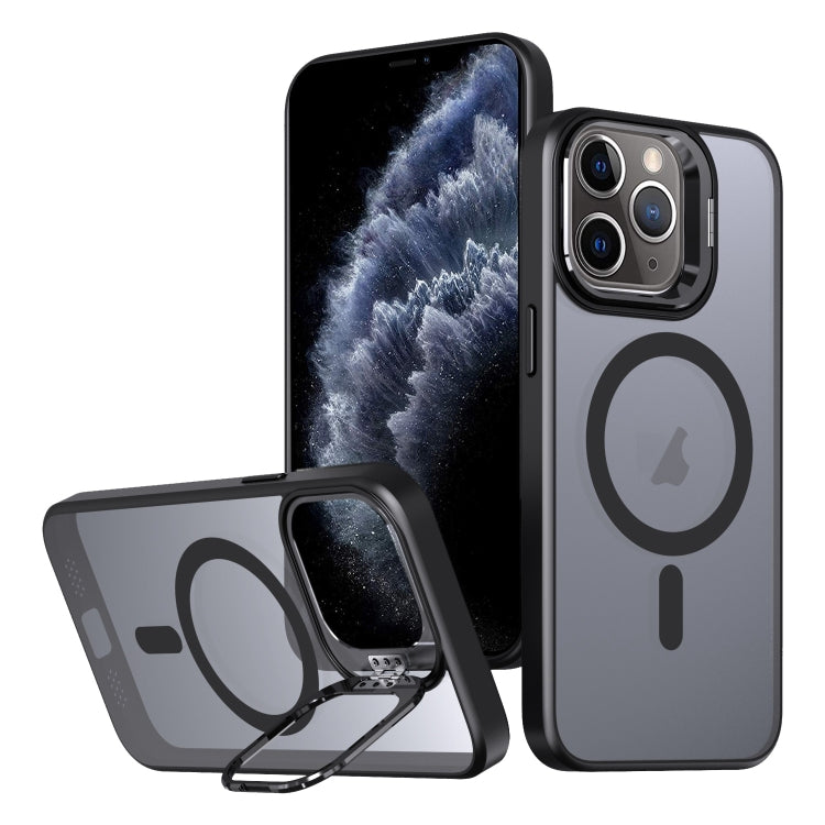 For iPhone 11 Pro Metal Invisible Camera Holder MagSafe Magnetic Phone Case(Black)