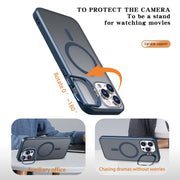 For iPhone 11 Pro Metal Invisible Camera Holder MagSafe Magnetic Phone Case(Blue)