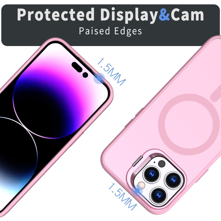 For iPhone 11 Pro Max Metal Invisible Camera Holder MagSafe Magnetic Phone Case(Pink)