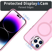 For iPhone 11 Pro Max Metal Invisible Camera Holder MagSafe Magnetic Phone Case(Pink)