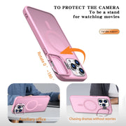 For iPhone 11 Pro Max Metal Invisible Camera Holder MagSafe Magnetic Phone Case(Pink)