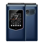 HAMTOD T8 4G Flip Phone, EU Version, 2.8 inch + 1.77 inch, VoLTE, BT, SOS, OTG(Navy Blue)