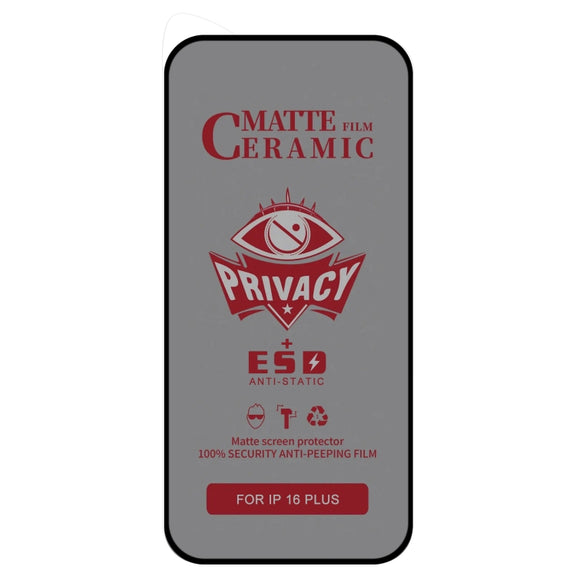 For iPhone 16 Plus Full Coverage Frosted Privacy Ceramic Film