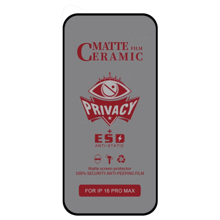For iPhone 16 Pro Max Full Coverage Frosted Privacy Ceramic Film