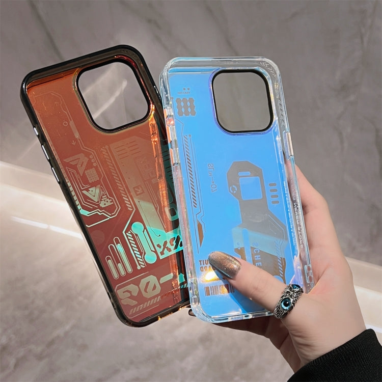 For iPhone 15 Pro Mecha Circuit Board Pattern Phone Case(Black)