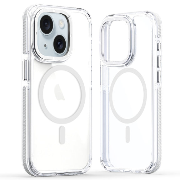 For iPhone 15 Dual-Color Clear Acrylic Hybrid TPU MagSafe Phone Case(Transparent)