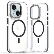 For iPhone 14 Plus Dual-Color Clear Acrylic Hybrid TPU MagSafe Phone Case(Black)