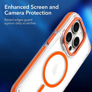 For iPhone 14 Pro Max Dual-Color Clear Acrylic Hybrid TPU MagSafe Phone Case(Orange)