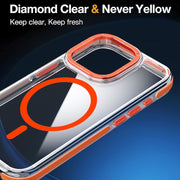 For iPhone 15 Pro Max Dual-Color Clear Acrylic Hybrid TPU MagSafe Phone Case(Orange)