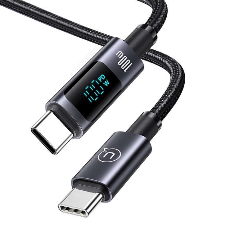 USAMS US-SJ671 Type-C To Type-C 100W Fast Charge Digital Display Data Cable, Length: 1.2m(Black)