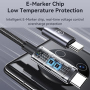 USAMS US-SJ671 Type-C To Type-C 100W Fast Charge Digital Display Data Cable, Length: 1.2m(Black)
