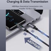 USAMS US-SJ671 Type-C To Type-C 100W Fast Charge Digital Display Data Cable, Length: 1.2m(Black)