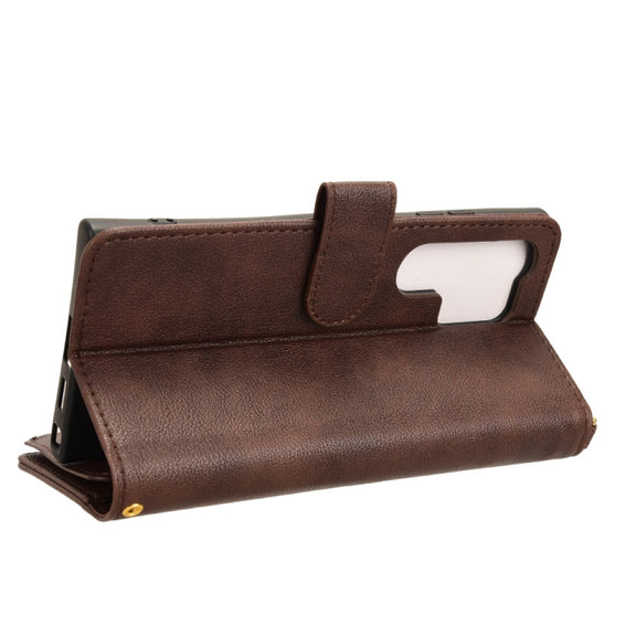 For Samsung Galaxy S24 Ultra 5G Litchi Texture Zipper Leather Phone Case(Brown)