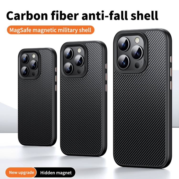 For iPhone 15 Pro Max Kevlar Fiber Shockproof MagSafe Phone Case(Black)