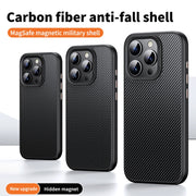 For iPhone 15 Pro MagSafe Kevlar Fiber Shockproof Phone Case(Black)
