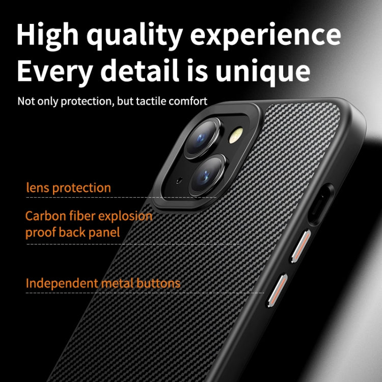 For iPhone 15 Plus MagSafe Kevlar Fiber Shockproof Phone Case(Black)