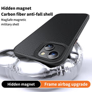 For iPhone 15 Plus MagSafe Kevlar Fiber Shockproof Phone Case(Black)