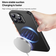 For iPhone 16 Pro Max Kevlar Fiber Shockproof MagSafe Phone Case(Black)