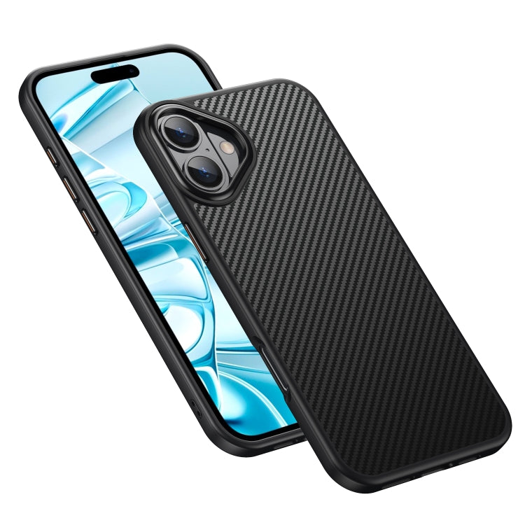 For iPhone 16 Plus Kevlar Fiber Shockproof MagSafe Phone Case(Black)