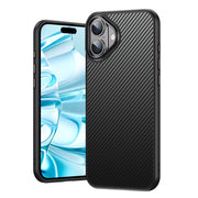 For iPhone 16 Plus Kevlar Fiber Shockproof MagSafe Phone Case(Black)