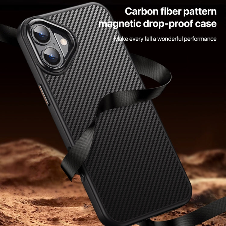 For iPhone 16 Plus Kevlar Fiber Shockproof MagSafe Phone Case(Black)