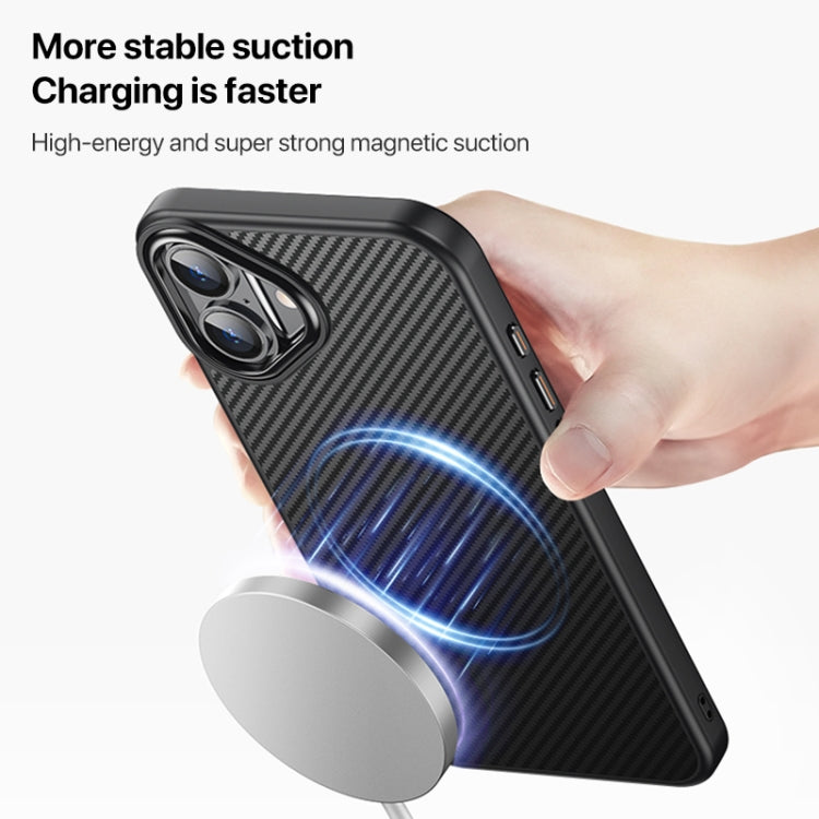 For iPhone 16 Kevlar Fiber Shockproof MagSafe Phone Case(Black)