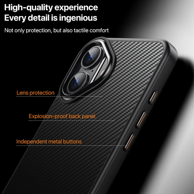 For iPhone 16 Kevlar Fiber Shockproof MagSafe Phone Case(Black)