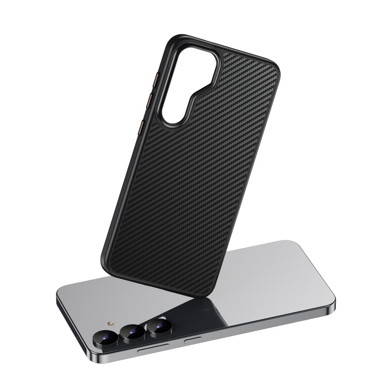 For Samsung Galaxy S25+ 5G MagSafe Kevlar Fiber Shockproof Phone Case(Black)